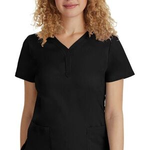 Black V-Neck Women's Healing Hands Scrub Top size Large